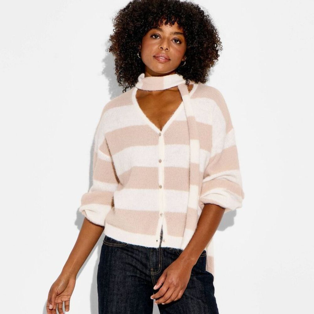 Wild Fable - Women's Long Sleeve V-Neck Cardigan - Wild Fable B Beige